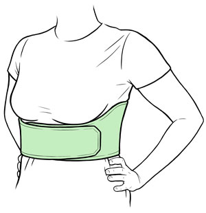 Front view of woman wearing a rib belt.
